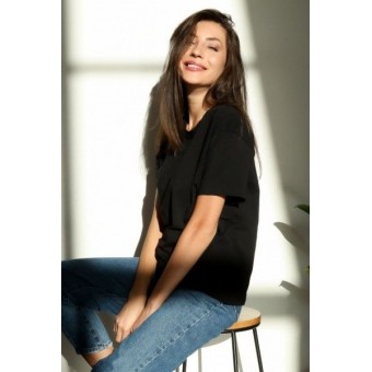 Футболка  женская       трикотажная       черная  однотонная Melado