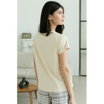 Футболка  женская       трикотажная       бежевая  Принт Melado