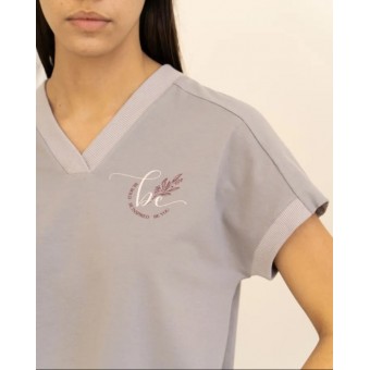 Футболка  женская       трикотажная       серая  Принт Melado