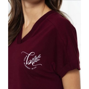 Футболка  женская       трикотажная       бордовая  Принт Melado