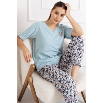 Футболка  женская       трикотажная       голубая  Принт Melado