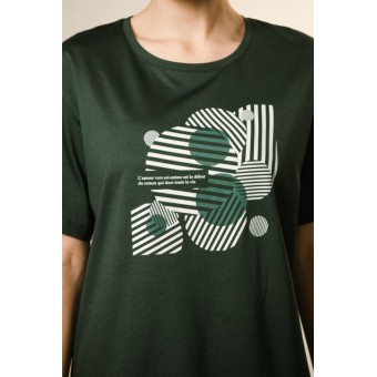 Футболка  женская       модал       зеленая  Принт Melado