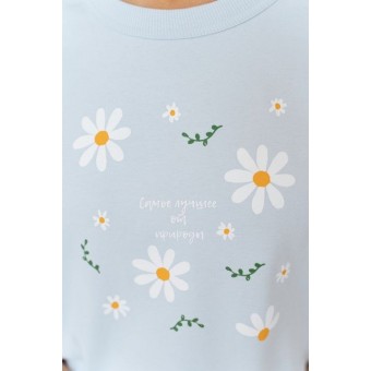 Футболка  женская       трикотажная       голубая  Принт Melado