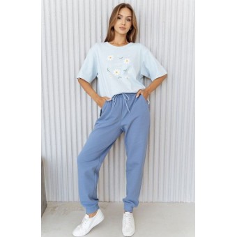 Футболка  женская       трикотажная       голубая  Принт Melado