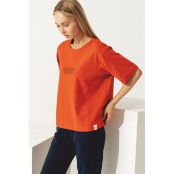 Футболка  женская       трикотажная       оранжевая  Надписи Melado