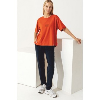 Футболка  женская       трикотажная       оранжевая  Надписи Melado