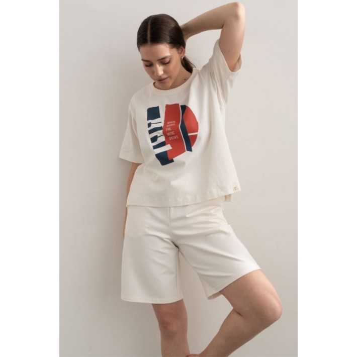 Футболка женская трикотажная Молочный Принт