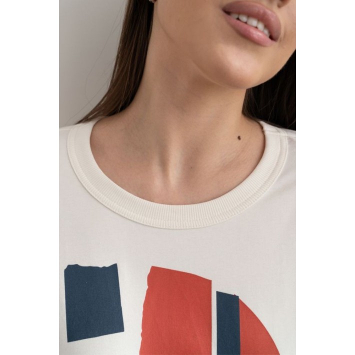 Футболка женская трикотажная Молочный Принт