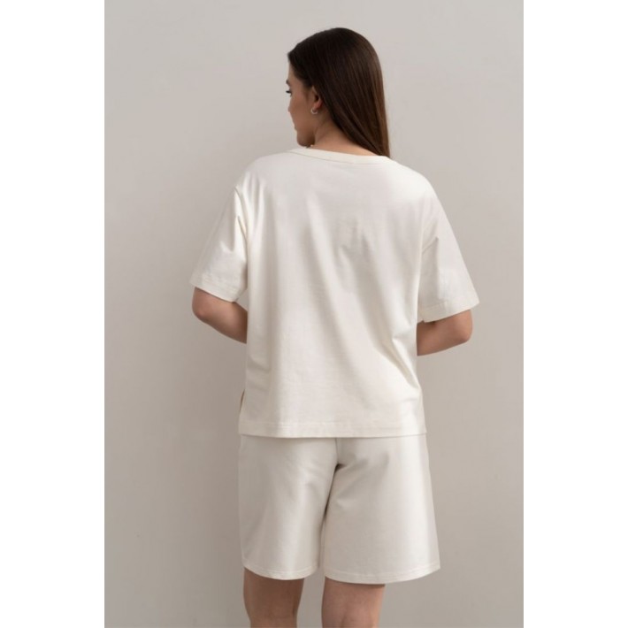 Футболка женская трикотажная Молочный Принт