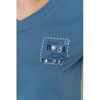 Футболка  женская       трикотажная       голубая  Надписи Melado