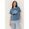 Футболка женская трикотажная голубая Принт Melado