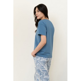 Футболка  женская       трикотажная       голубая  Принт Melado  