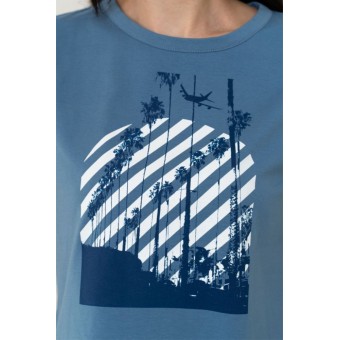 Футболка  женская       трикотажная       голубая  Принт Melado  