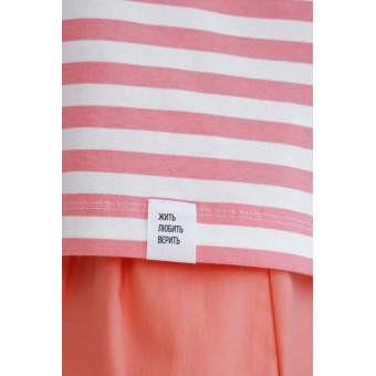 Футболка  женская       трикотажная       Белый, Розовый  Полоска Melado