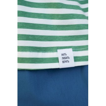 Футболка  женская       трикотажная       Белый, Зеленый  Полоска Melado