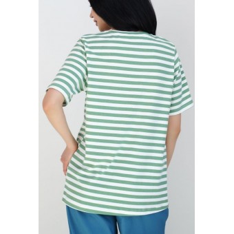 Футболка  женская       трикотажная       Белый, Зеленый  Полоска Melado