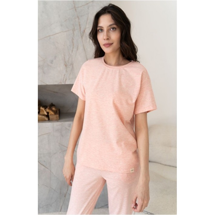 Футболка женская трикотажная Персиковый однотонная Melado