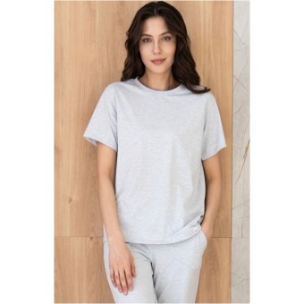 Футболка  женская       трикотажная       Светло-серый  однотонная Melado  