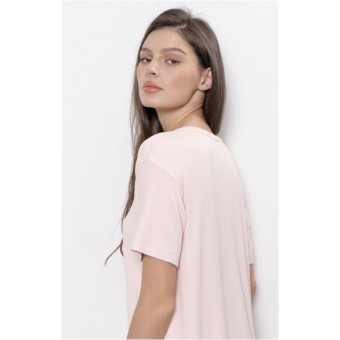 Футболка  женская       из вискозы       Пудровый  однотонная Melado