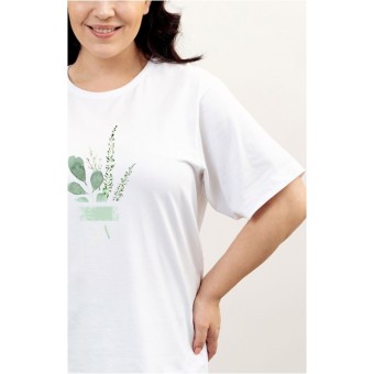 Футболка  женская       трикотажная       белая  Принт Melado