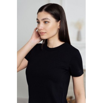 Футболка  женская       трикотажная       черная  однотонная Melado