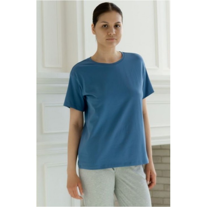 Футболка женская трикотажная голубая однотонная Melado