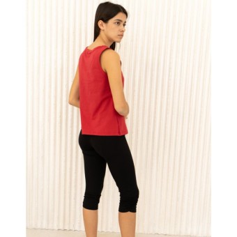 Топ  женский       трикотажный       красный  однотонный