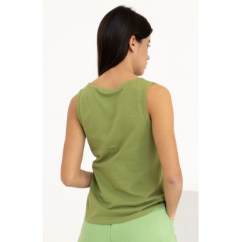 Топ  женский       трикотажный       зеленый  однотонный