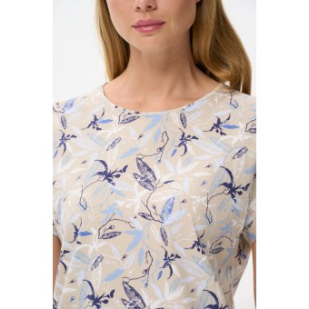 Футболка  женская       трикотажная       Серый, Бежевый  Цветы   