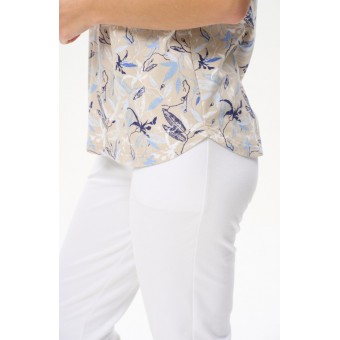 Футболка  женская       трикотажная       Серый, Бежевый  Цветы   