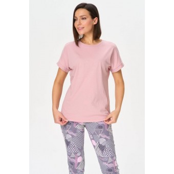 Футболка  женская       трикотажная       розовая  однотонная