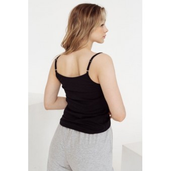 Топ  женский       трикотажный       черный  однотонный
