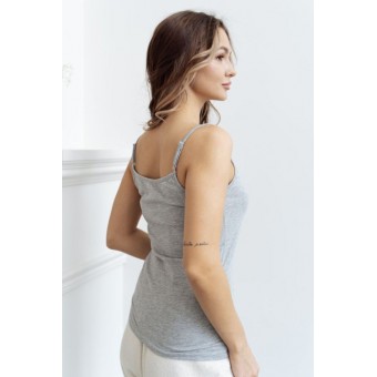 Топ  женский       трикотажный       серый  однотонный