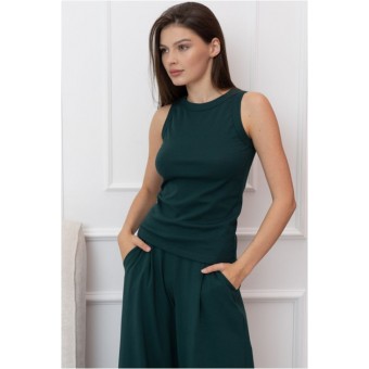 Топ  женский       трикотажный       Темно-зеленый  однотонный