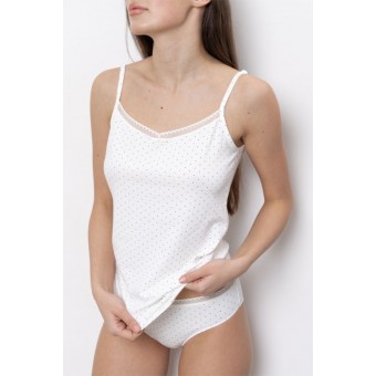 Майка  женская       трикотажная       Молочный  Горох