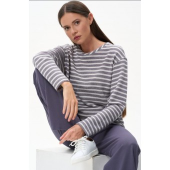 Джемпер  женский       трикотажный       серый  Полоска   