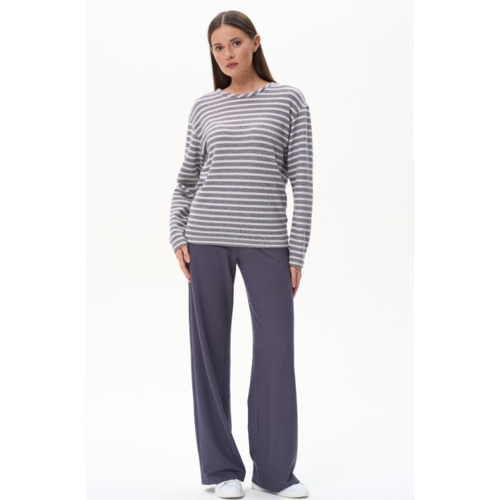 Джемпер женский трикотажный серый Полоска