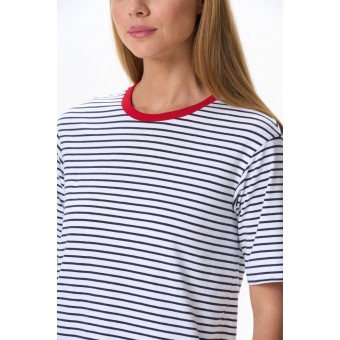 Футболка  женская       трикотажная       белая  Полоска