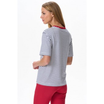 Футболка  женская       трикотажная       белая  Полоска