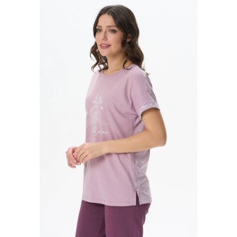 Футболка  женская       трикотажная       розовая  Цветы   