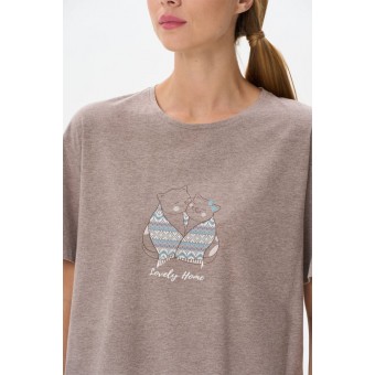 Футболка  женская       трикотажная       бежевая  Животные