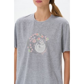 Футболка  женская       трикотажная       серая  Животные