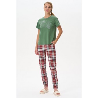 Футболка  женская       трикотажная       зеленая  Принт