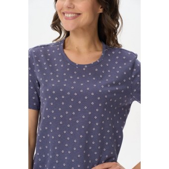 Футболка  женская       трикотажная       синяя  Цветы