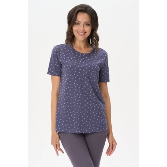 Футболка  женская       трикотажная       синяя  Цветы