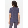 Футболка женская трикотажная синяя Цветы