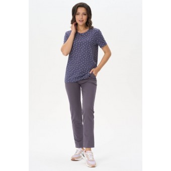 Футболка  женская       трикотажная       синяя  Цветы