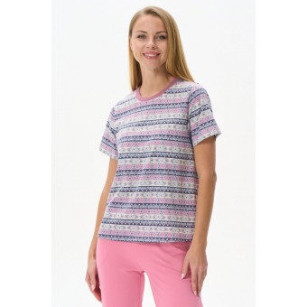 Футболка  женская       трикотажная       розовая  Абстракция