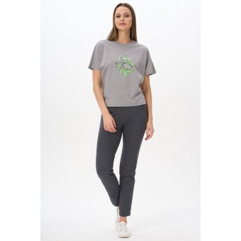 Футболка  женская       трикотажная       серая  Принт