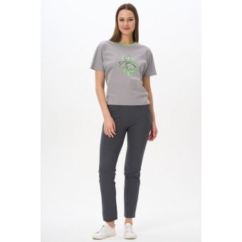 Футболка  женская       трикотажная       серая  Принт